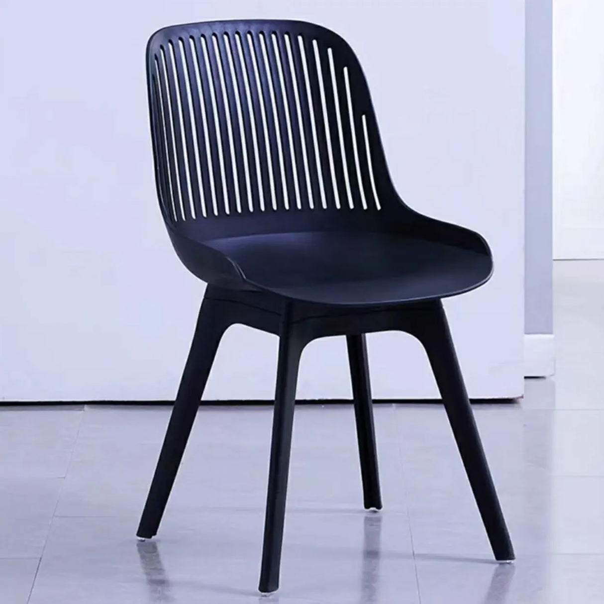 Acrylic Slat Low Back Side Chair Armless Dining Chair Image - 15