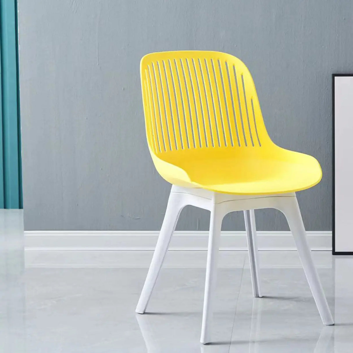 Acrylic Slat Low Back Side Chair Armless Dining Chair Image - 18