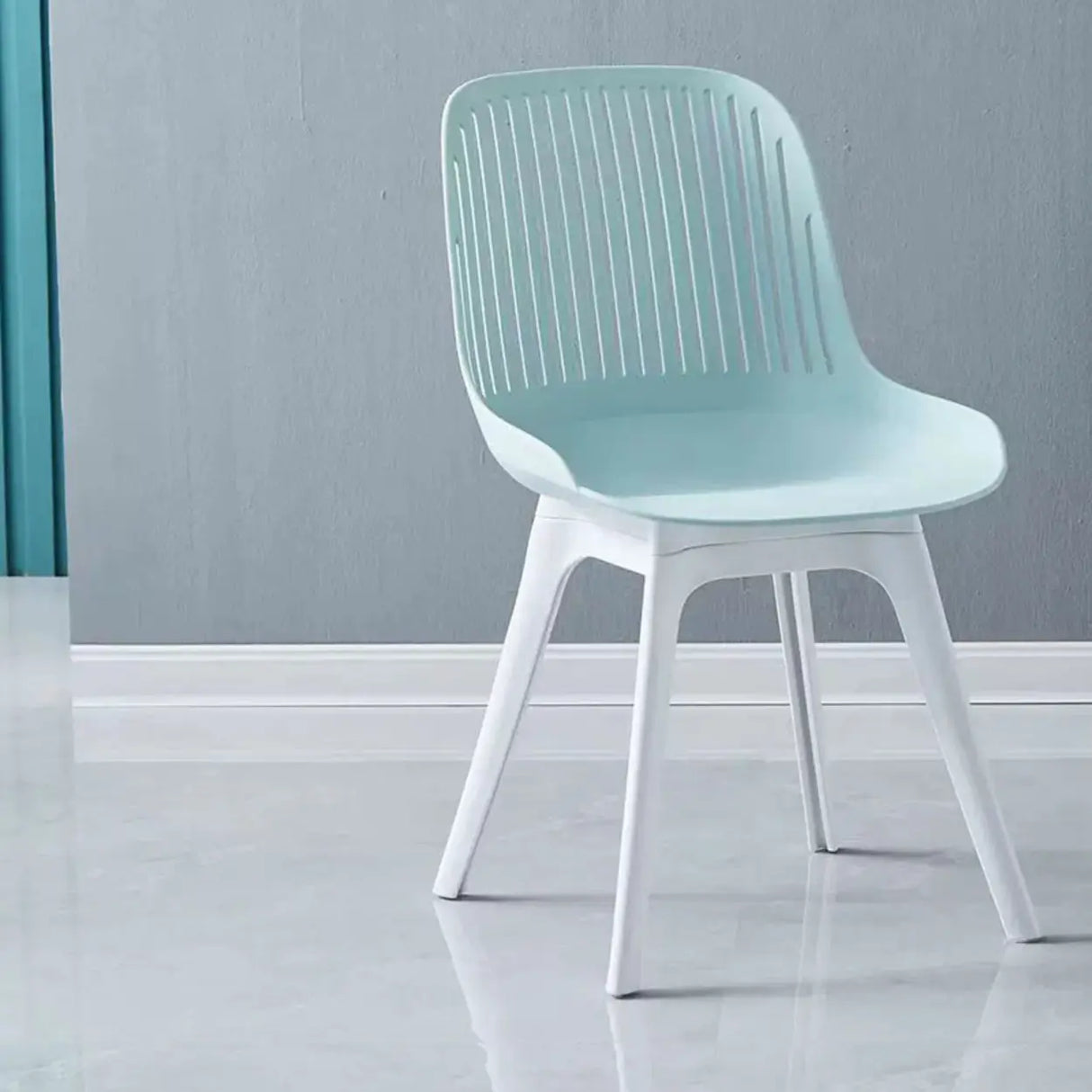 Acrylic Slat Low Back Side Chair Armless Dining Chair Image - 19