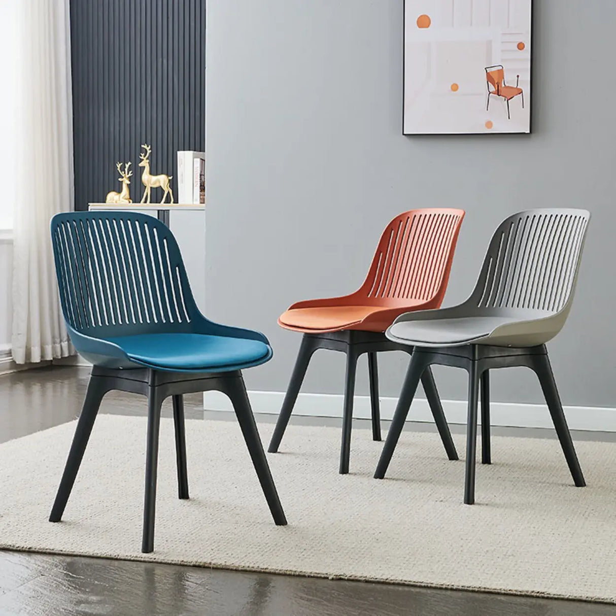 Acrylic Slat Low Back Side Chair Armless Dining Chair Image - 1