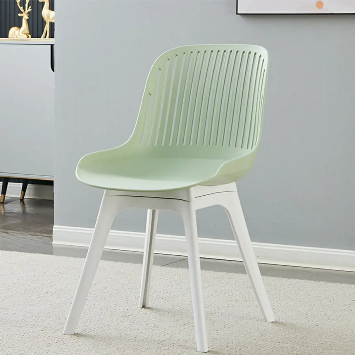 Acrylic Slat Low Back Side Chair Armless Dining Chair Image - 20