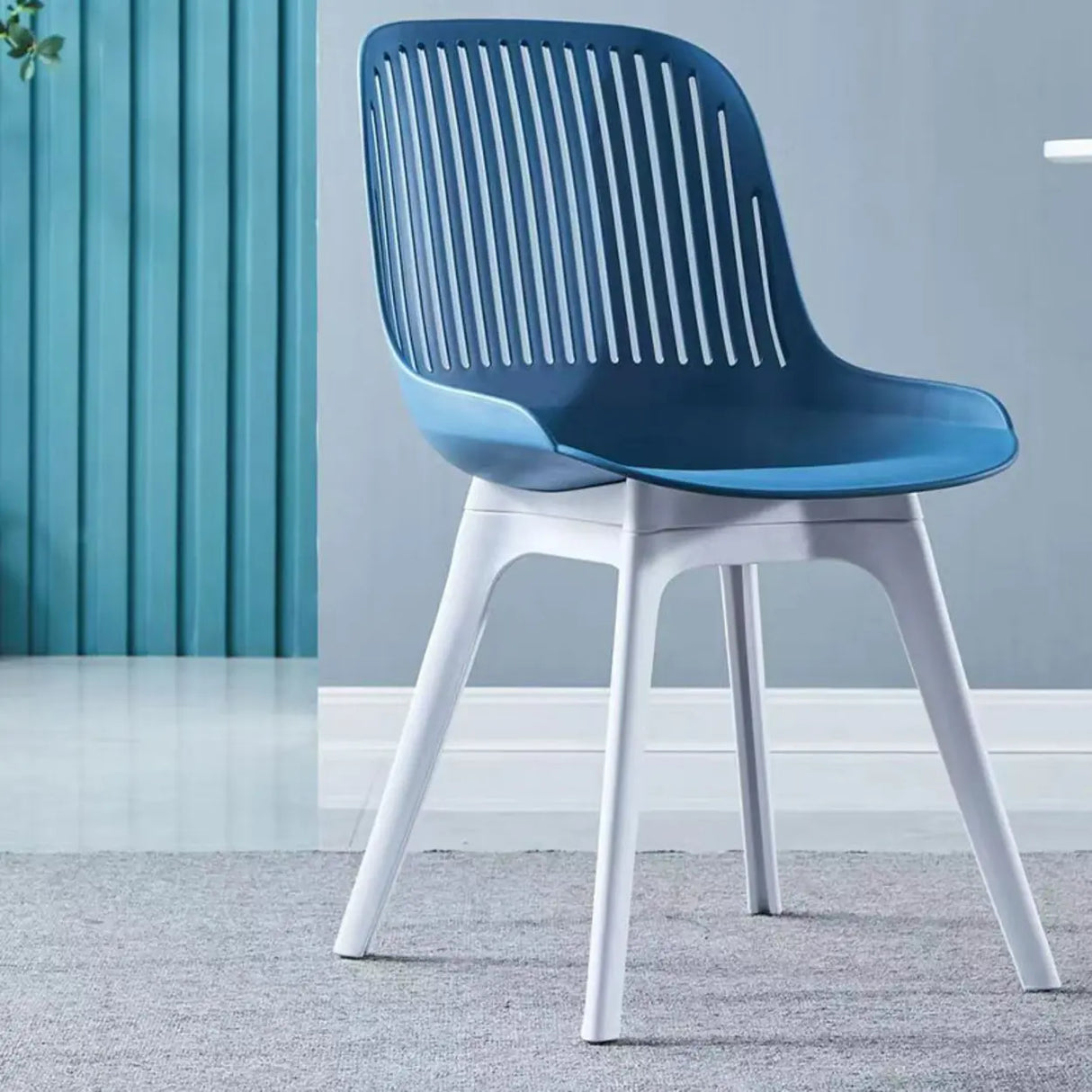 Acrylic Slat Low Back Side Chair Armless Dining Chair Image - 21