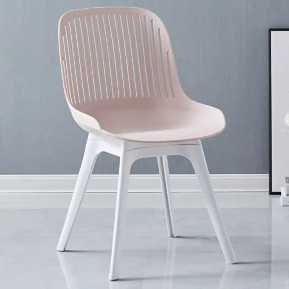 Acrylic Slat Low Back Side Chair Armless Dining Chair Image - 22
