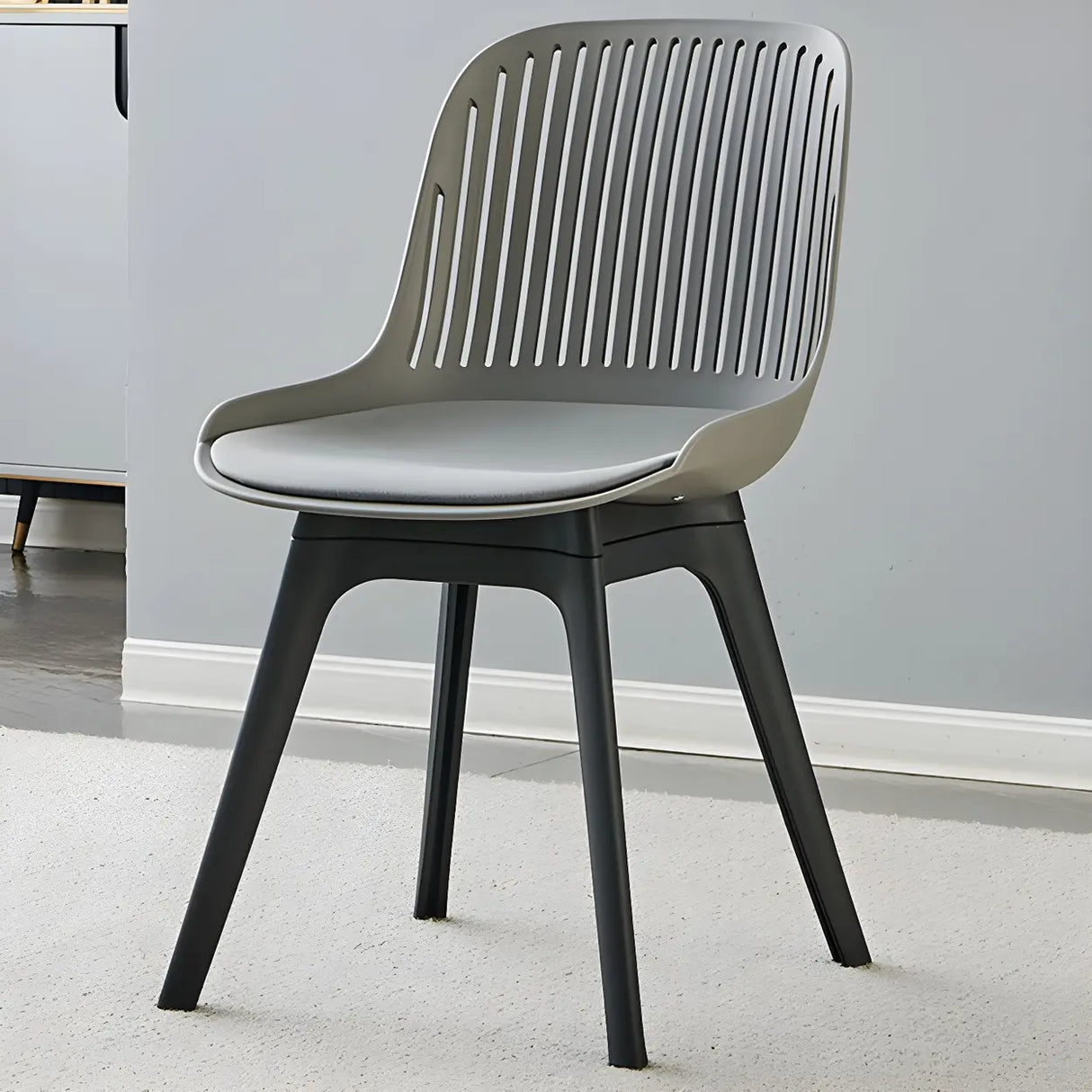 Acrylic Slat Low Back Side Chair Armless Dining Chair Image - 2