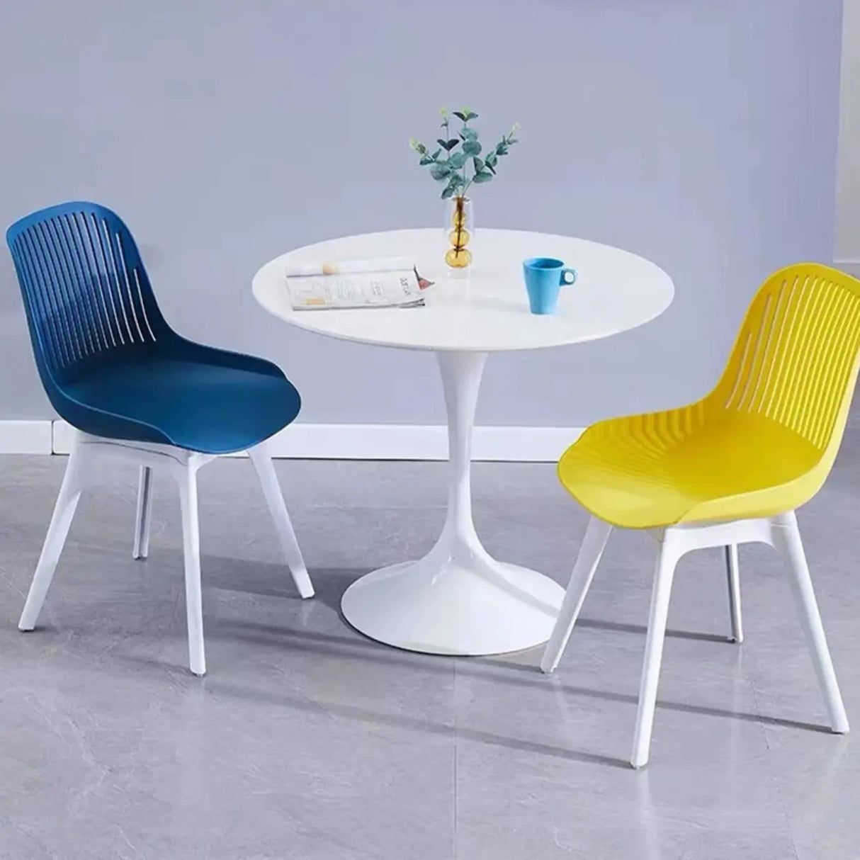 Acrylic Slat Low Back Side Chair Armless Dining Chair Image - 4