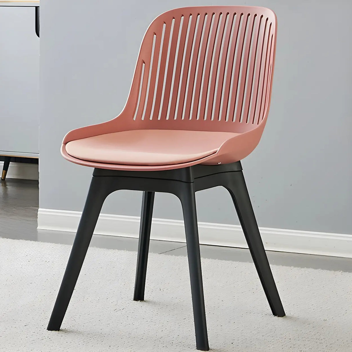 Acrylic Slat Low Back Side Chair Armless Dining Chair Image - 6