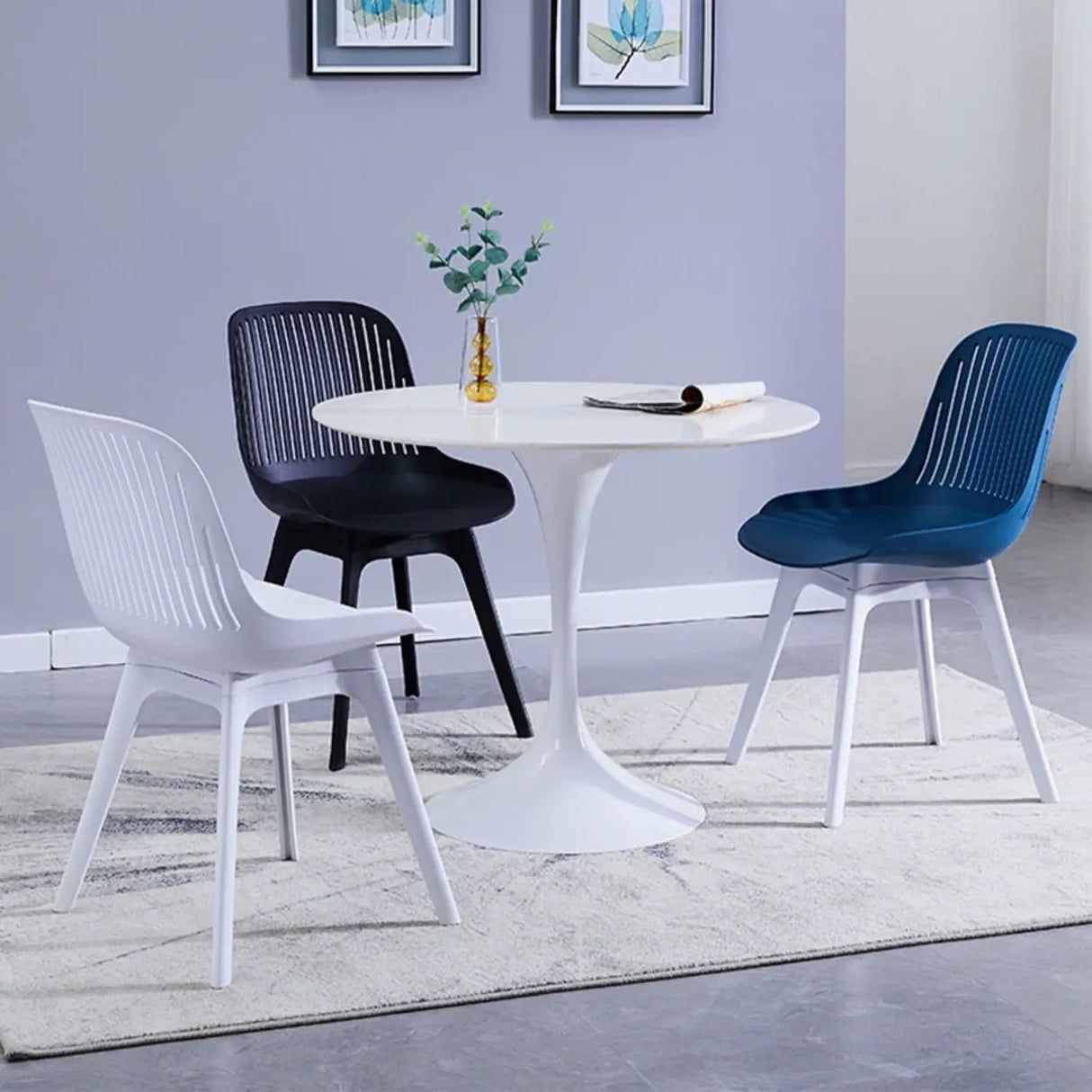 Acrylic Slat Low Back Side Chair Armless Dining Chair Image - 7