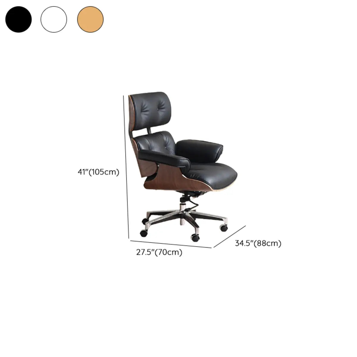 Adjustable Aluminum Frame Leather Office Chair with Headrest