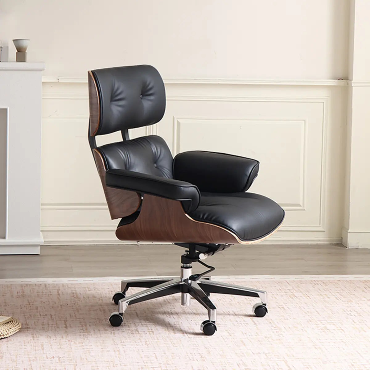 Adjustable Aluminum Frame Leather Office Chair with Headrest Image - 4