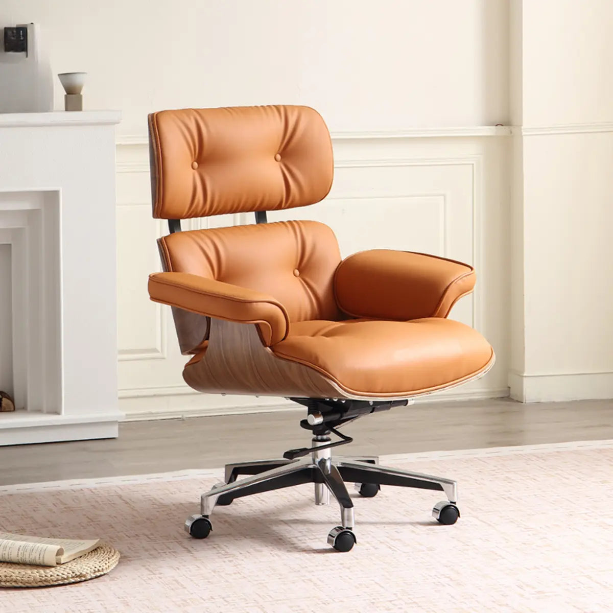 Adjustable Aluminum Frame Leather Office Chair with Headrest Image - 5