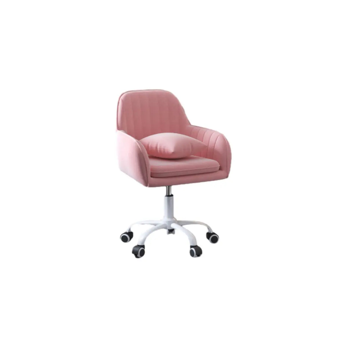 Adjustable and Swivel Pink Velvet Office Chair with Cushion Image - 9