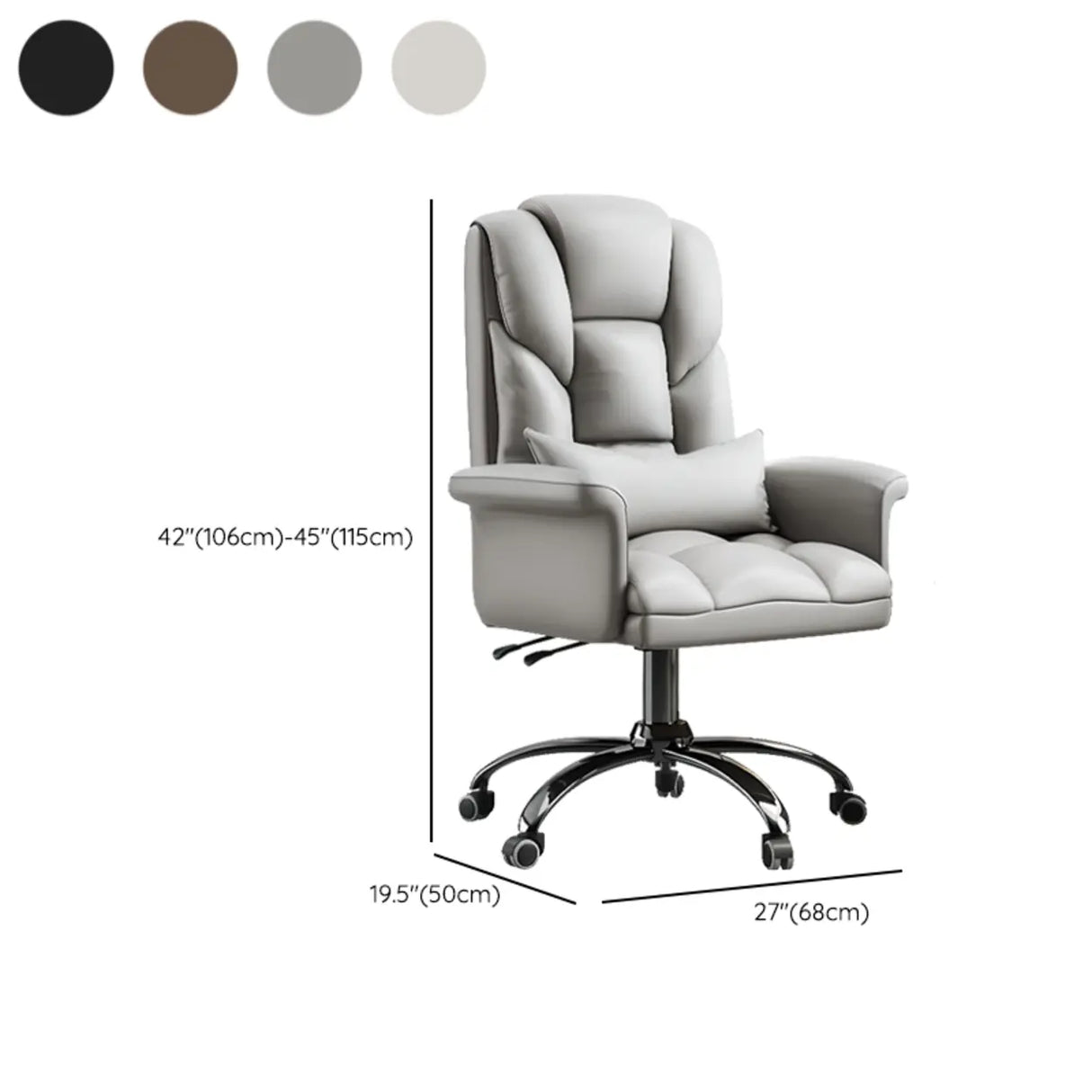 Adjustable Angle and Height Ergonomic Leather Office Chair Image - 15