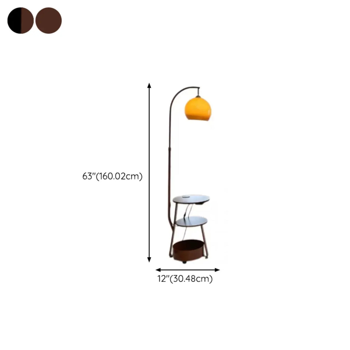 Adjustable Arc Floor Lamp with Three-Tier Storage Shelf