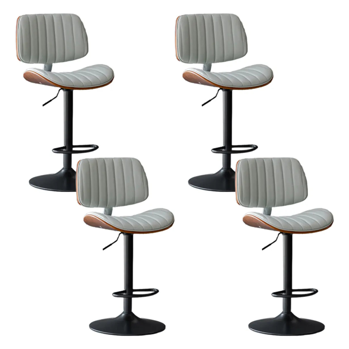 Adjustable Armless Bucket Leather Swivel Bar Stool Image - 10