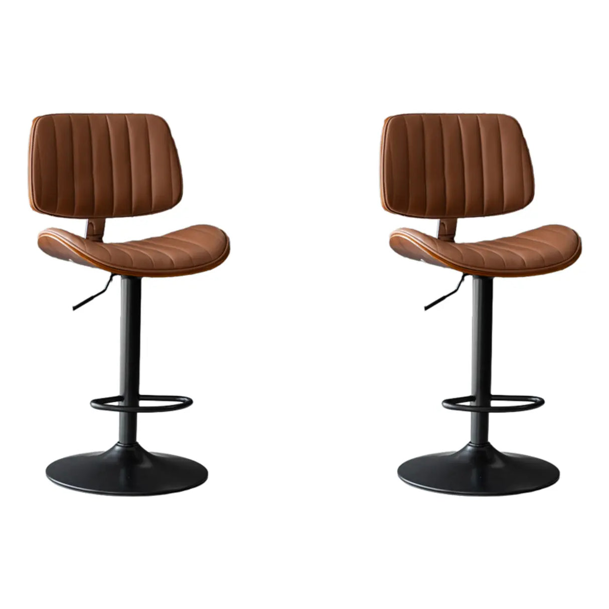 Adjustable Armless Bucket Leather Swivel Bar Stool Image - 13