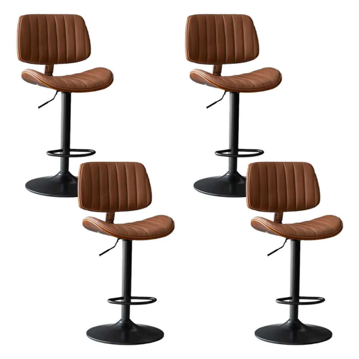 Adjustable Armless Bucket Leather Swivel Bar Stool Image - 14