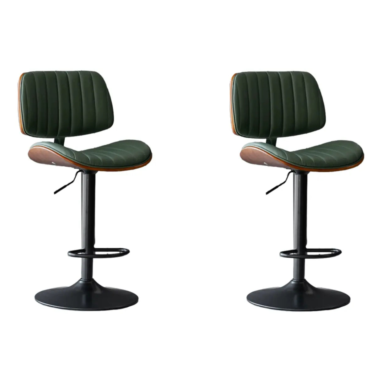 Adjustable Armless Bucket Leather Swivel Bar Stool Image - 15