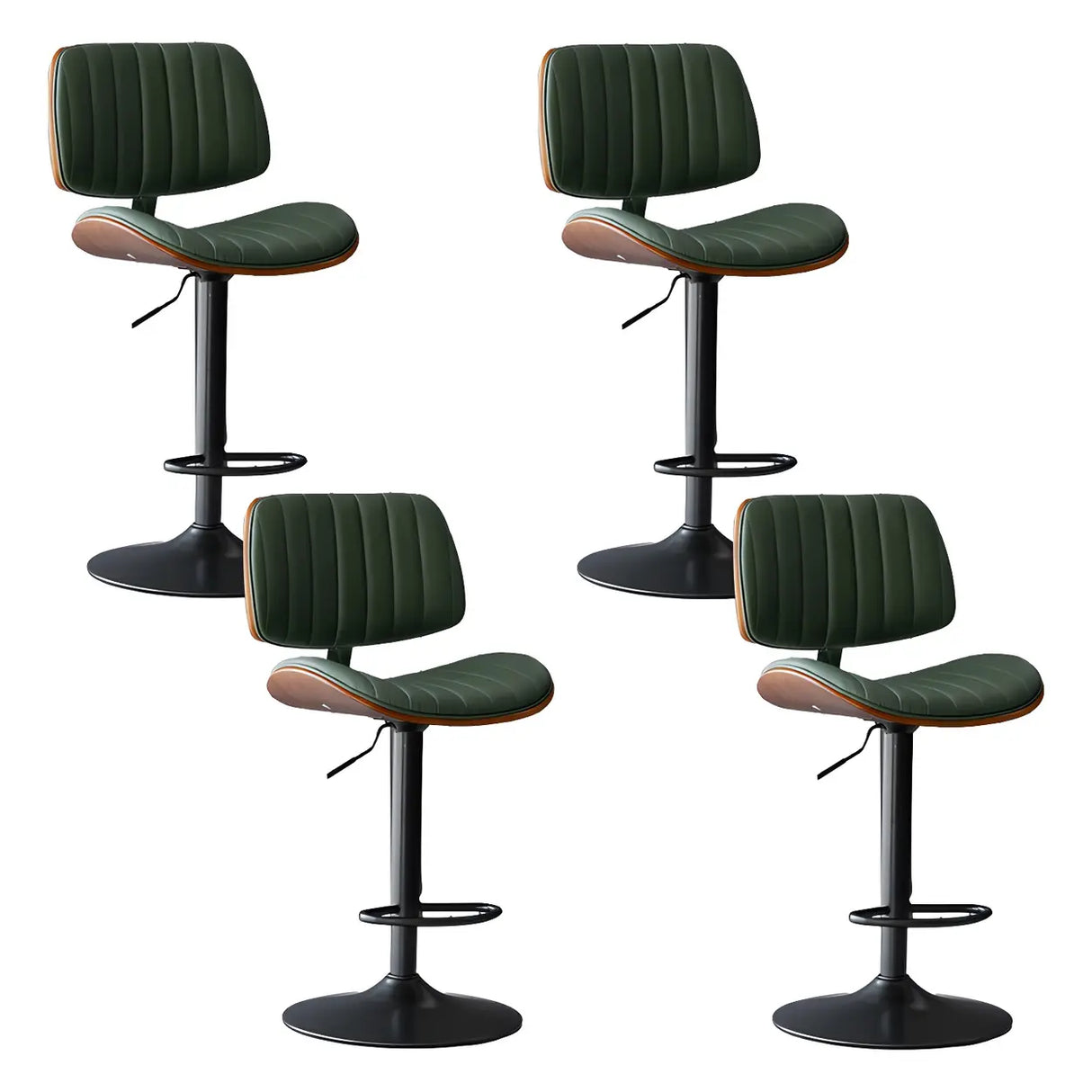 Adjustable Armless Bucket Leather Swivel Bar Stool Image - 16