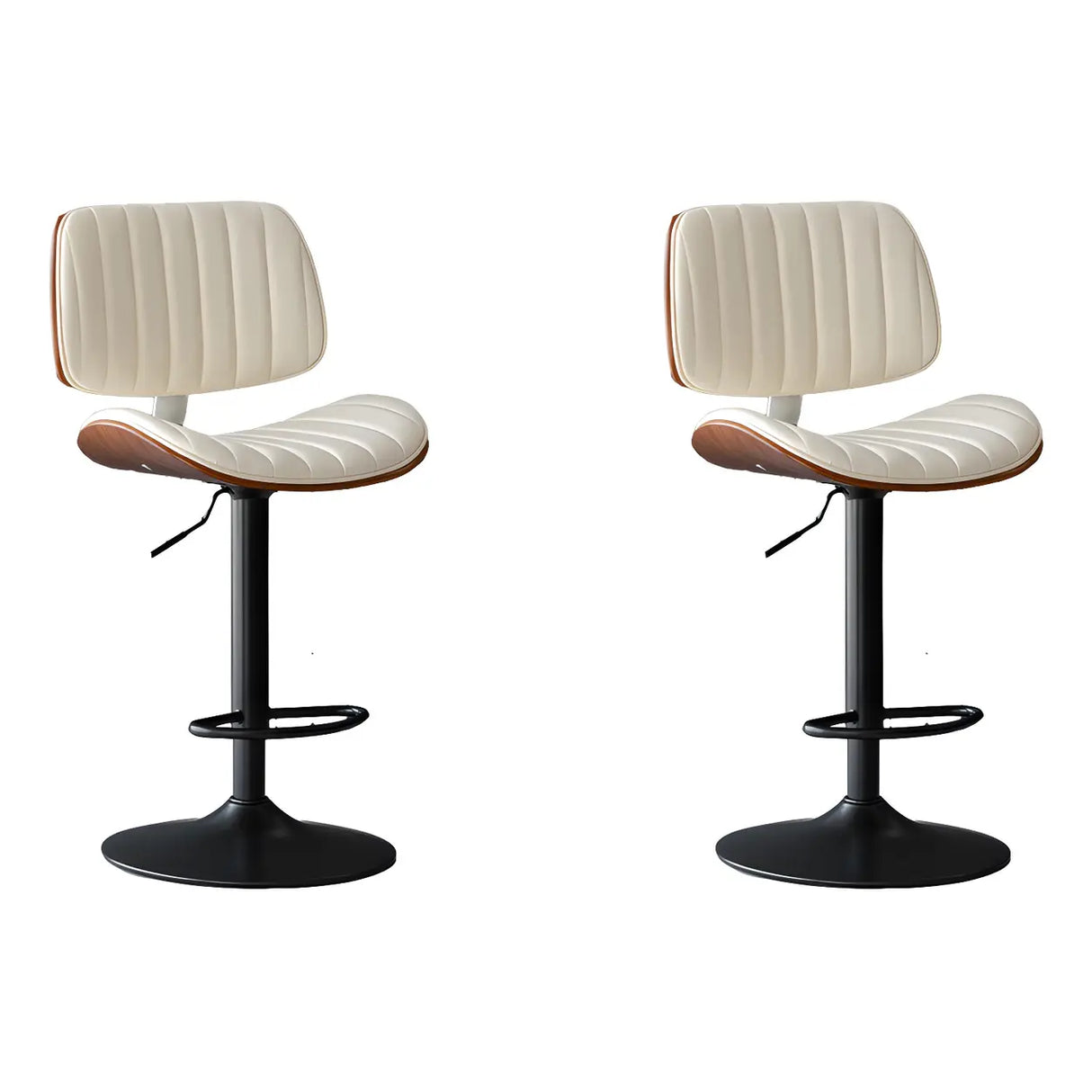 Adjustable Armless Bucket Leather Swivel Bar Stool Image - 17