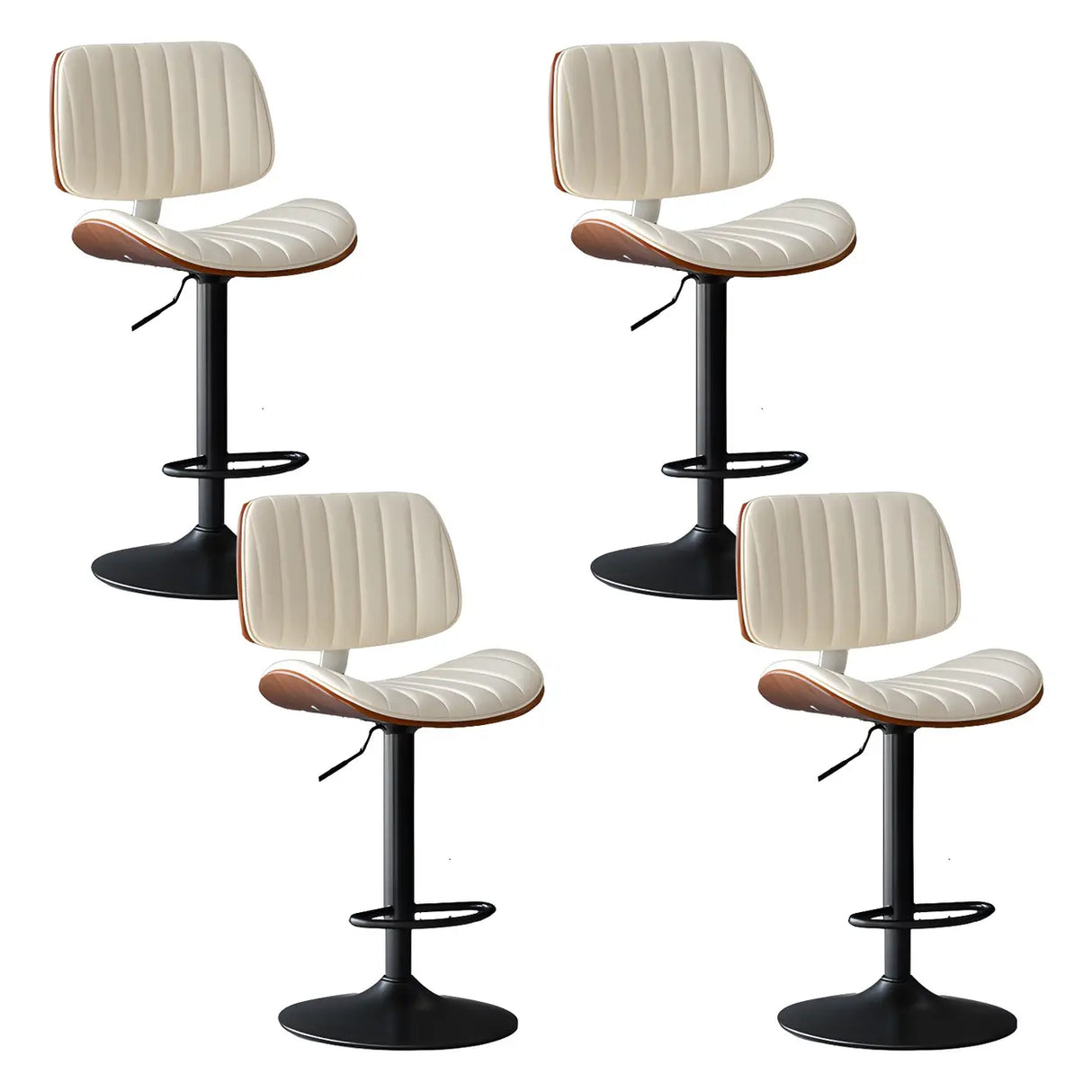 Adjustable Armless Bucket Leather Swivel Bar Stool Image - 18