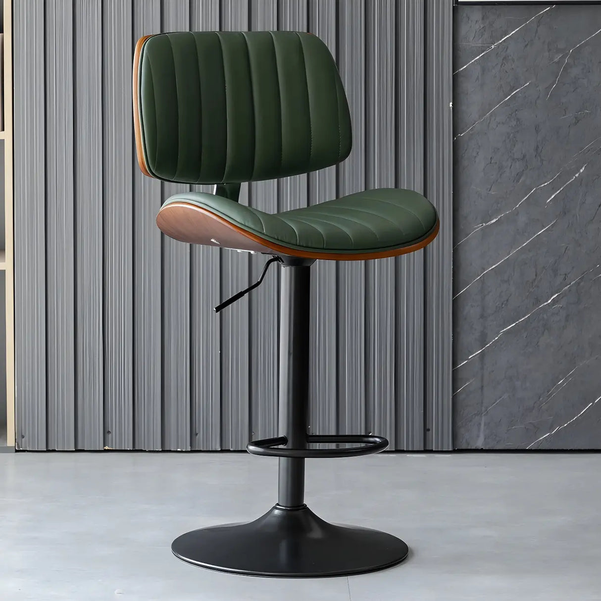 Adjustable Armless Bucket Leather Swivel Bar Stool Image - 22