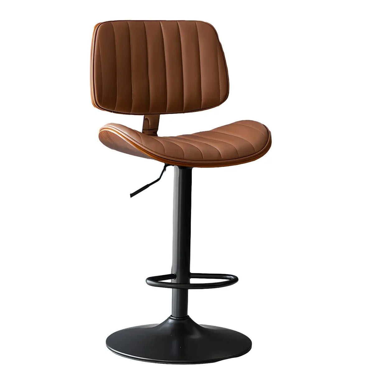Adjustable Armless Bucket Leather Swivel Bar Stool Image - 7