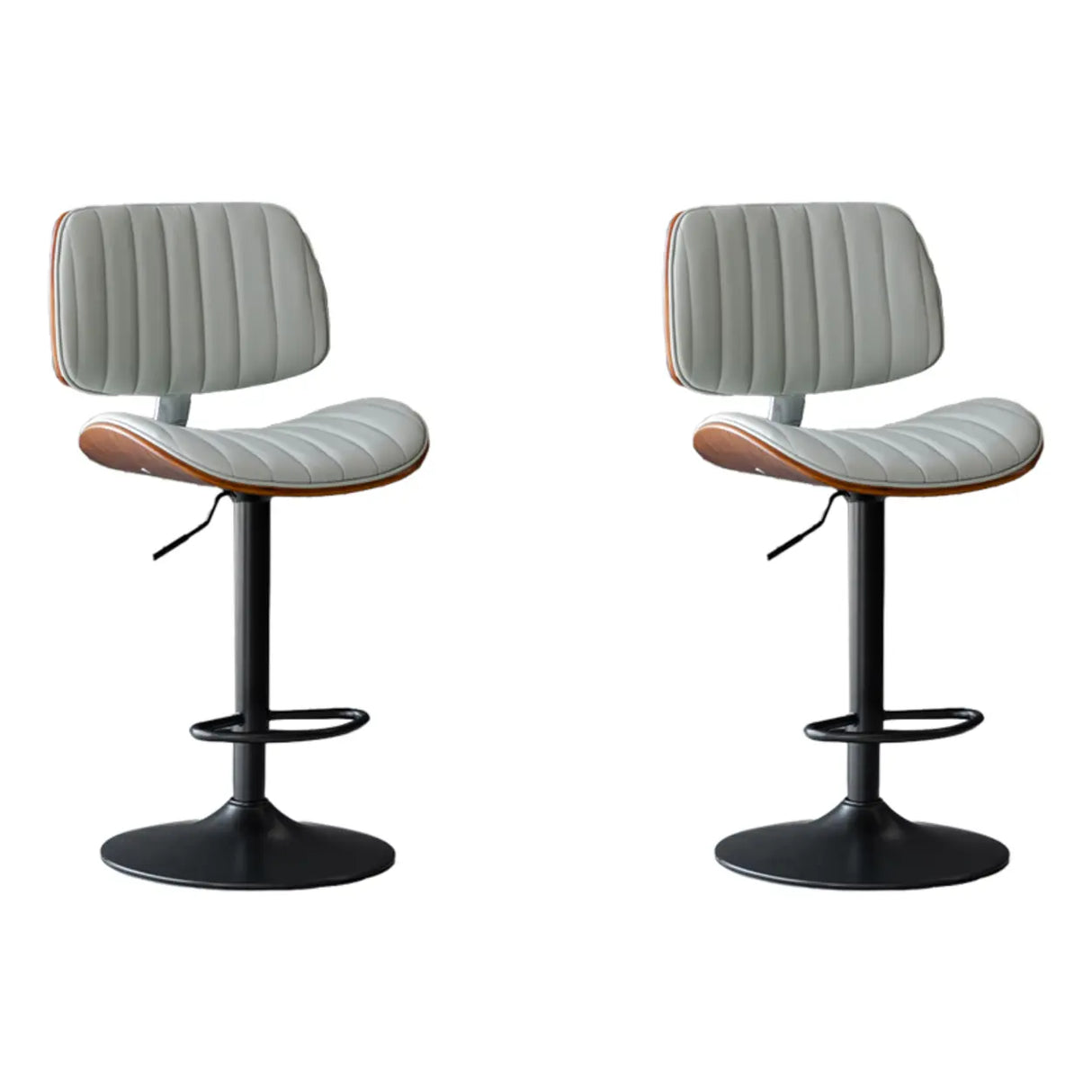 Adjustable Armless Bucket Leather Swivel Bar Stool Image - 8