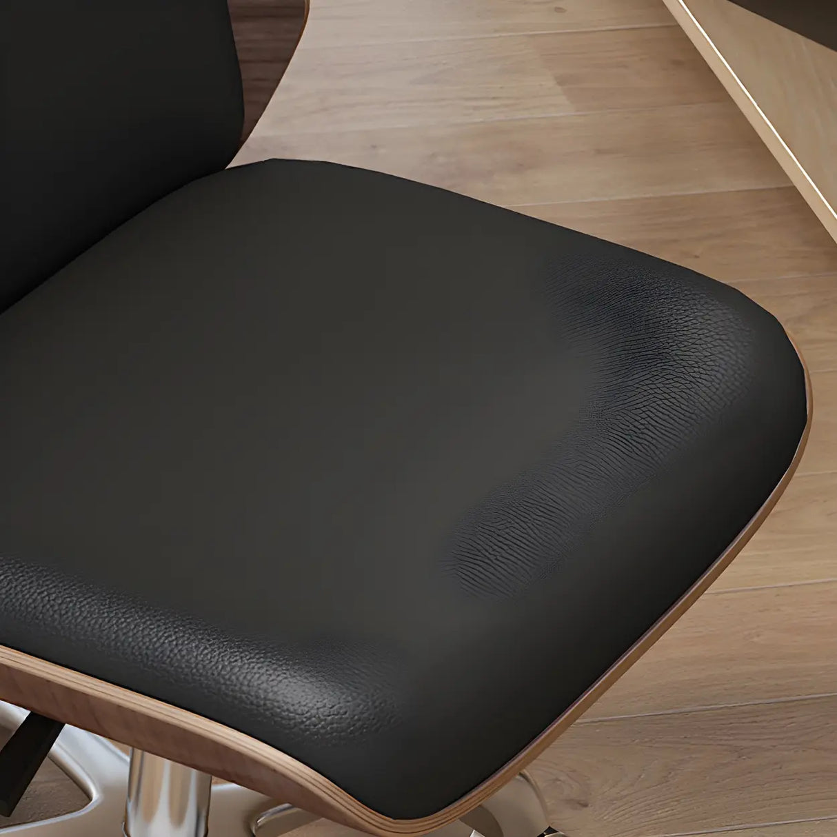 Adjustable Armless Faux Leather Swivel Black Office Chair Image - 12