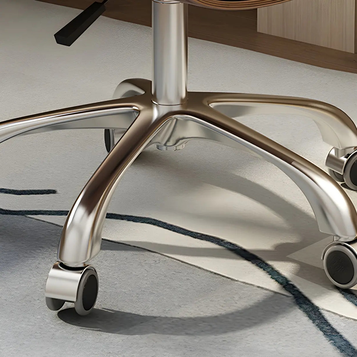 Adjustable Armless Faux Leather Swivel Black Office Chair Image - 16