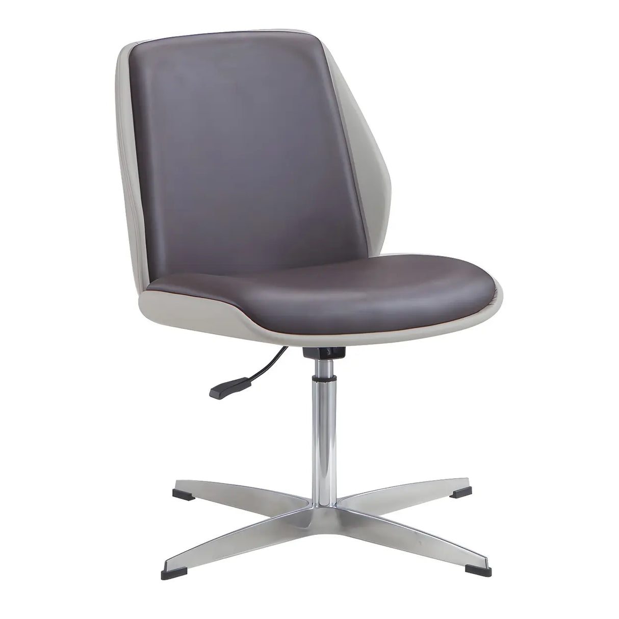 Adjustable Armless Faux Leather Swivel Black Office Chair Image - 19