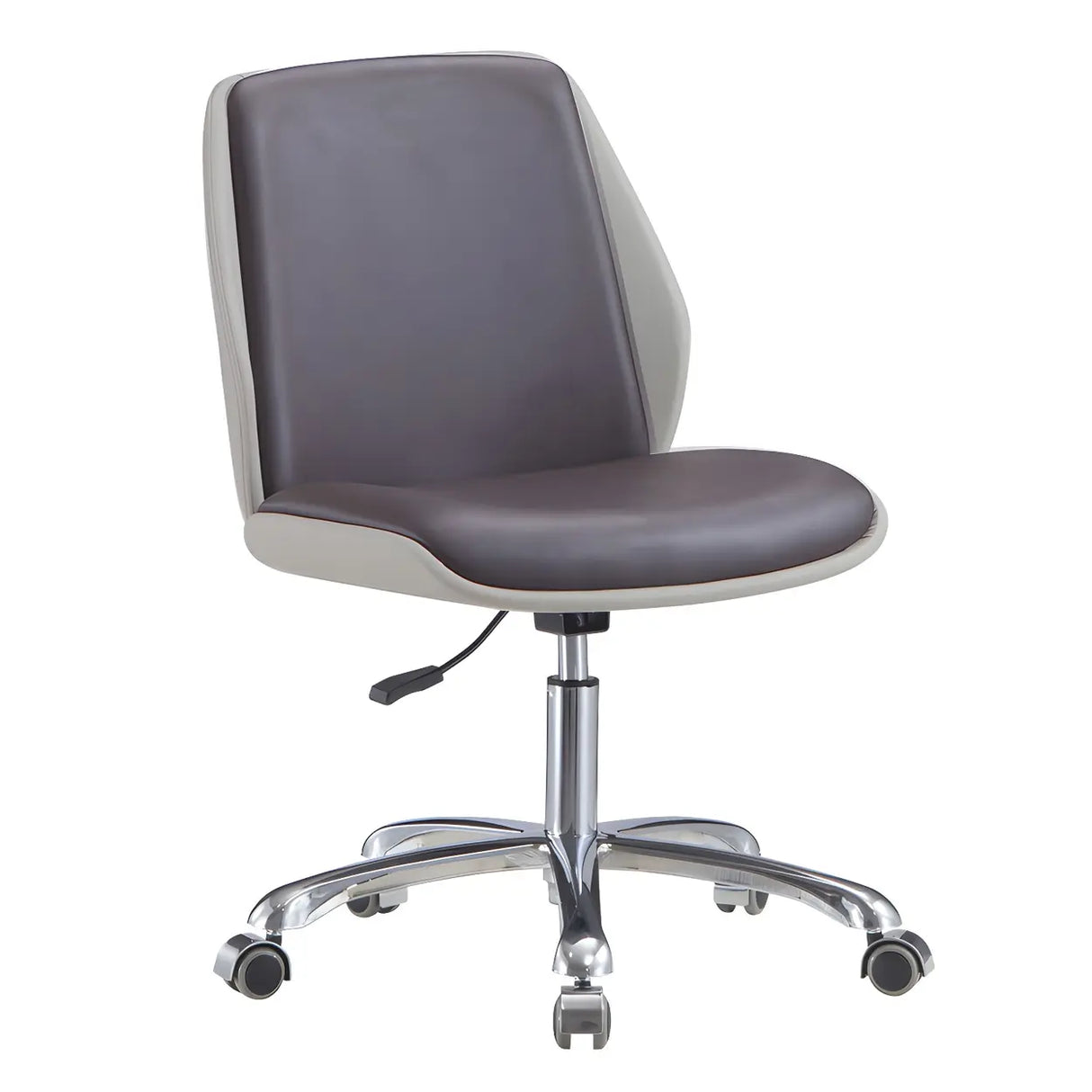 Adjustable Armless Faux Leather Swivel Black Office Chair Image - 2