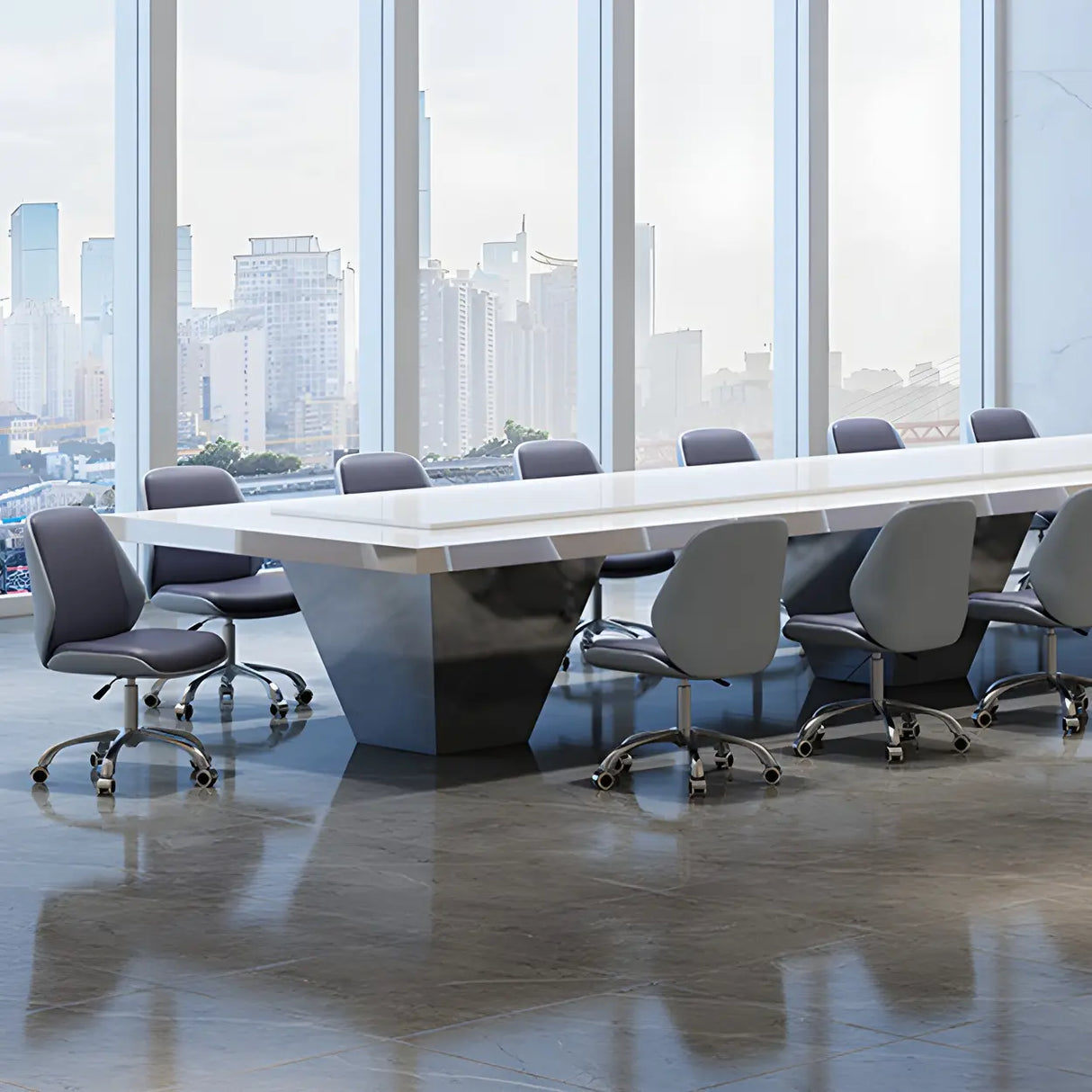 Adjustable Armless Faux Leather Swivel Black Office Chair Image - 24