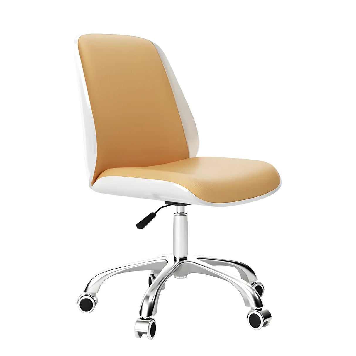 Adjustable Armless Faux Leather Swivel Black Office Chair Image - 6