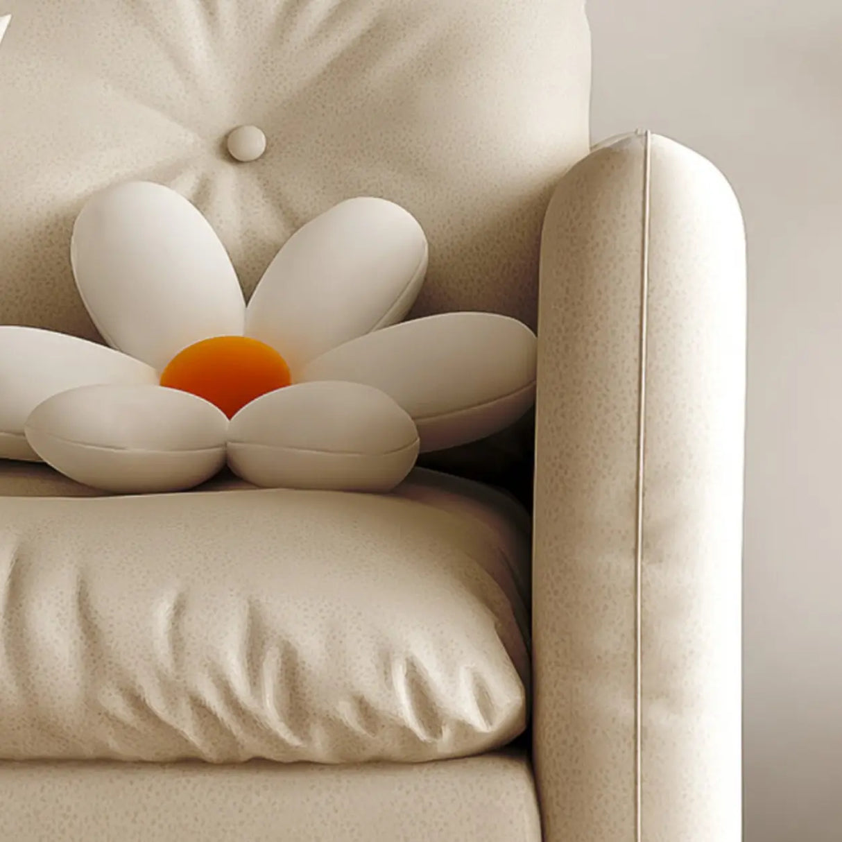 Adjustable Armrest Height Beige Cotton Linen Sleeper Image - 12