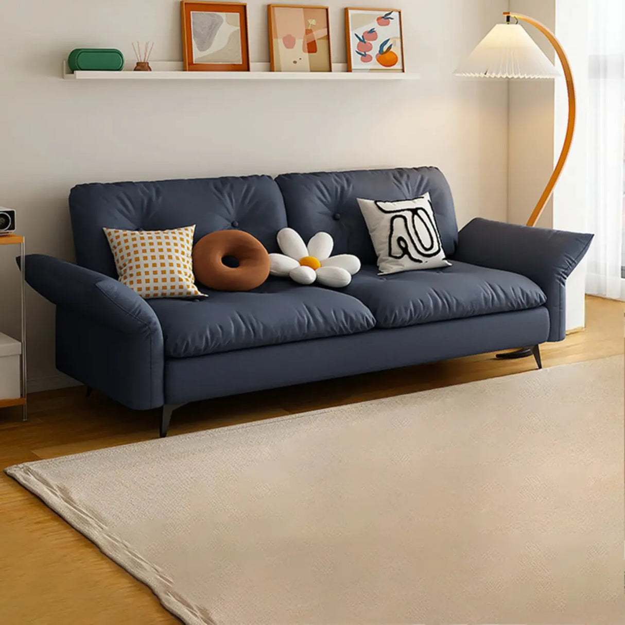 Adjustable Armrest Height Beige Cotton Linen Sleeper Image - 19