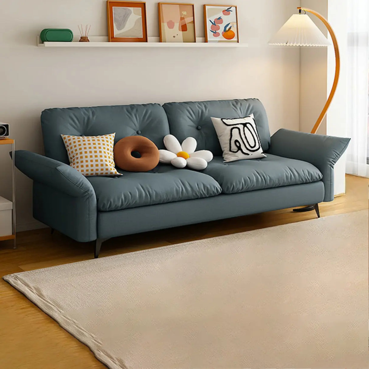 Adjustable Armrest Height Beige Cotton Linen Sleeper Image - 20