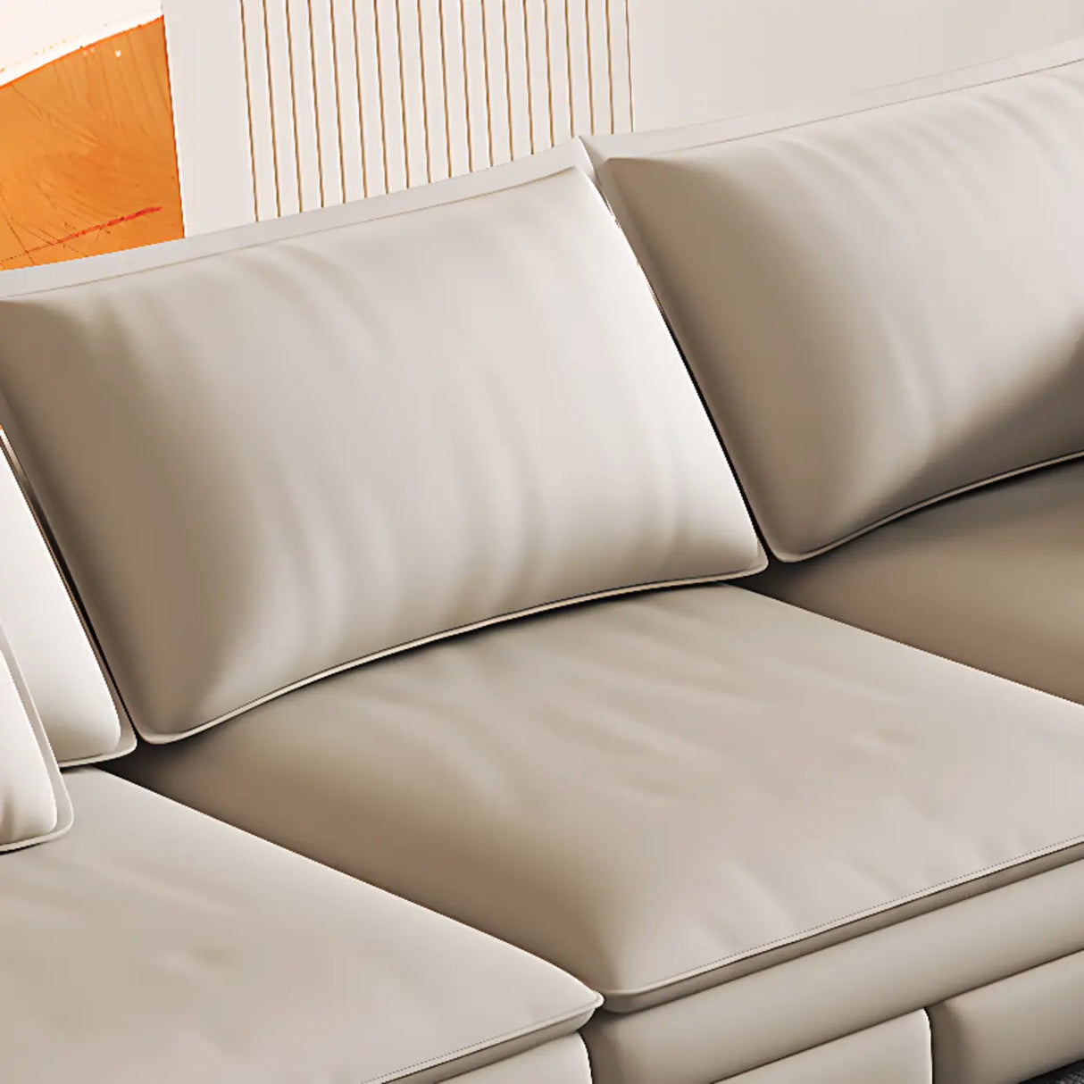 Adjustable Armrest Height Off-White Tech Cloth Sofa Image - 10