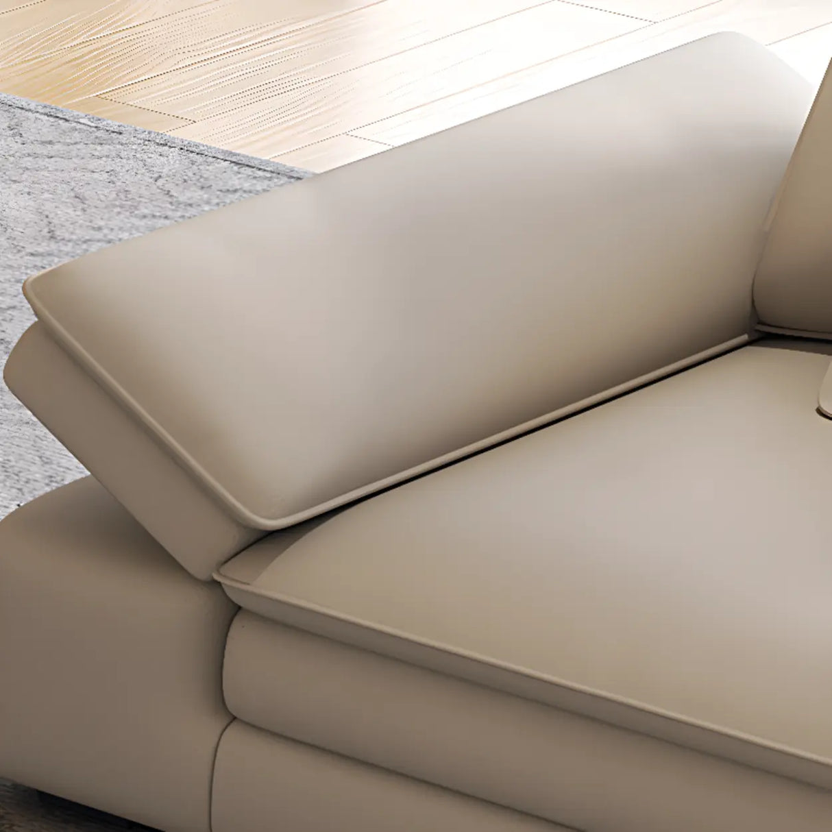 Adjustable Armrest Height Off-White Tech Cloth Sofa Image - 11