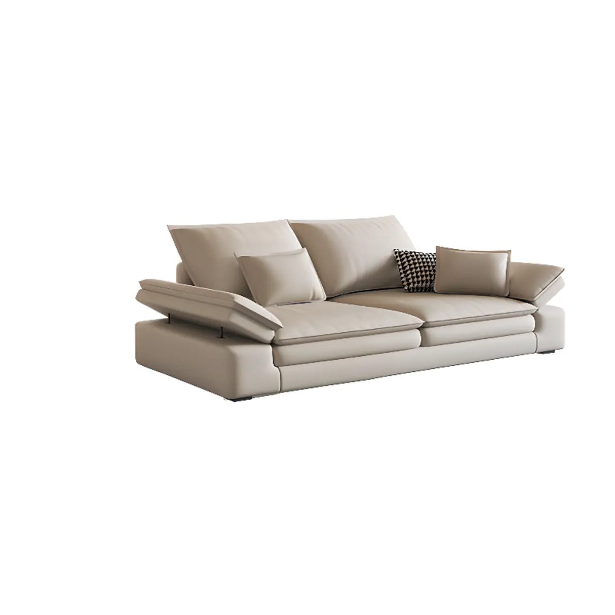 Adjustable Armrest Height Off-White Tech Cloth Sofa Image - 12