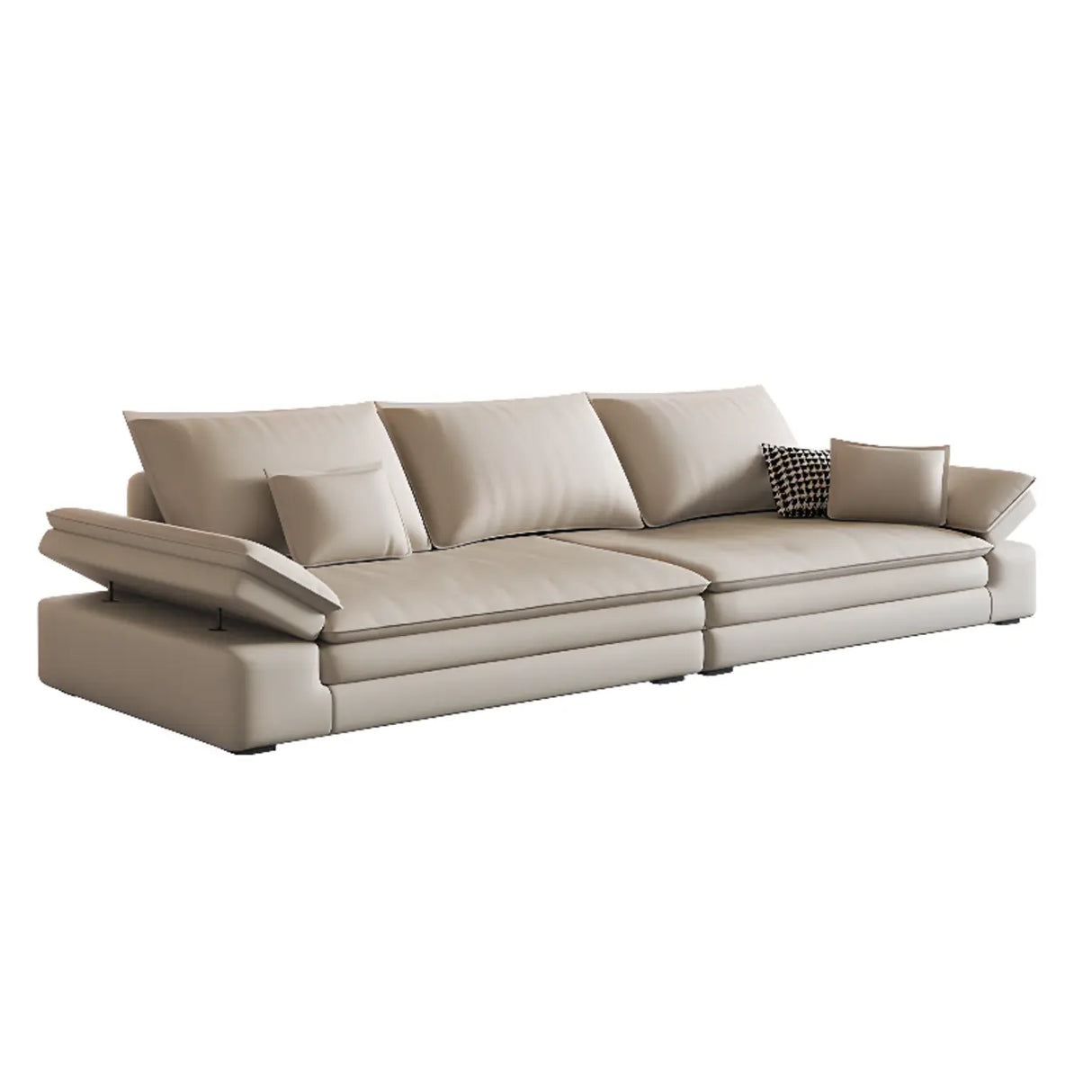 Adjustable Armrest Height Off-White Tech Cloth Sofa Image - 13