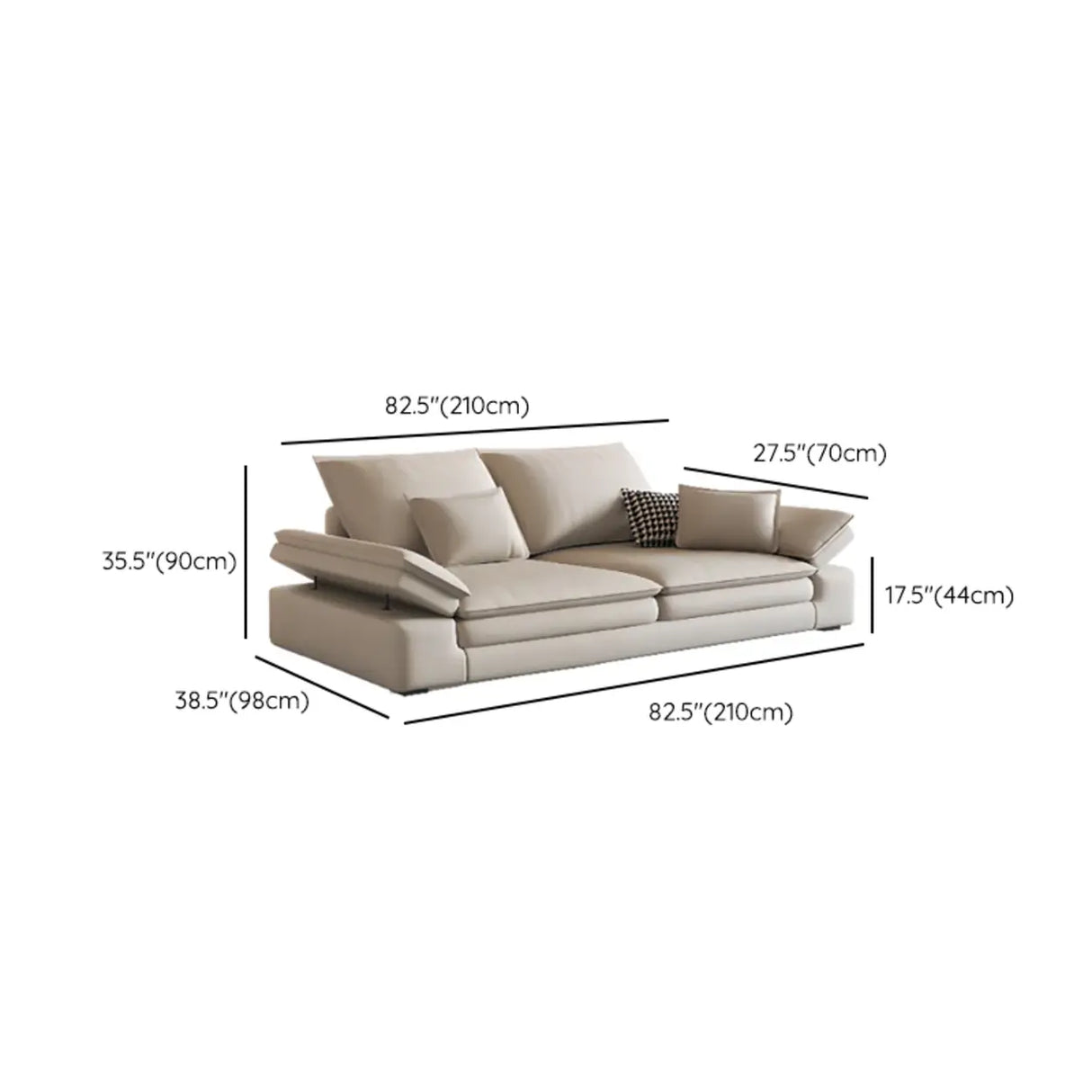 Adjustable Armrest Height Off-White Tech Cloth Sofa Image - 18