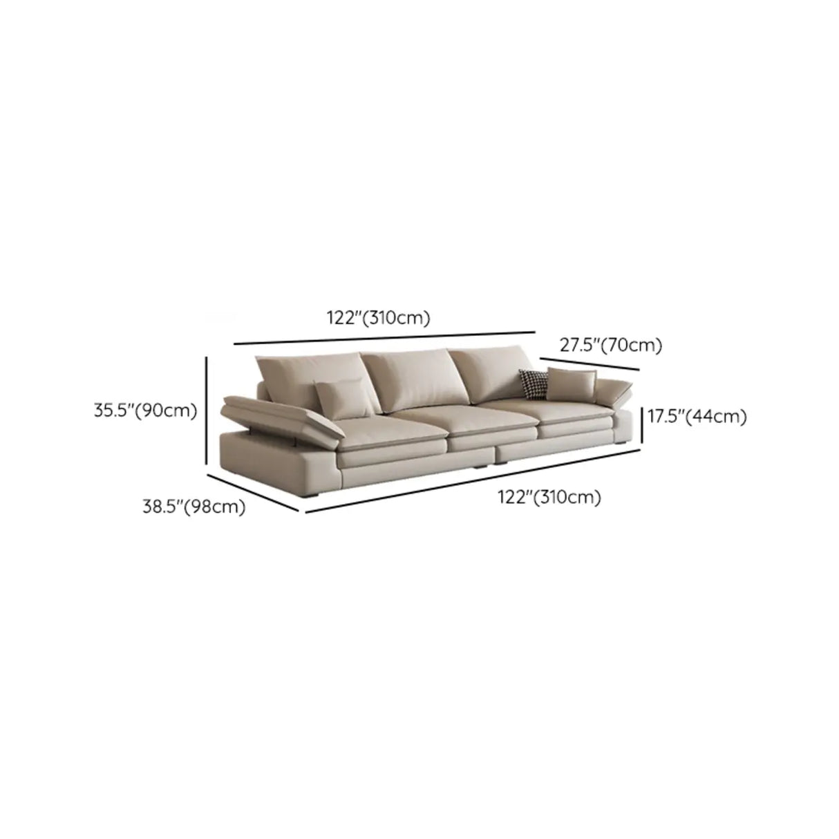 Adjustable Armrest Height Off-White Tech Cloth Sofa Image - 21