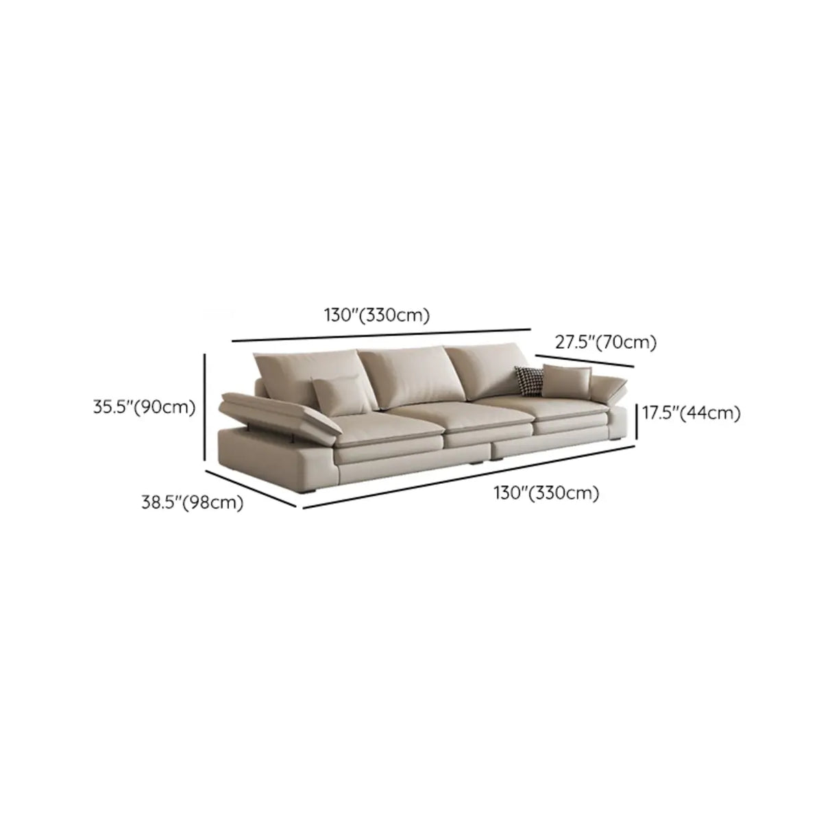 Adjustable Armrest Height Off-White Tech Cloth Sofa Image - 22