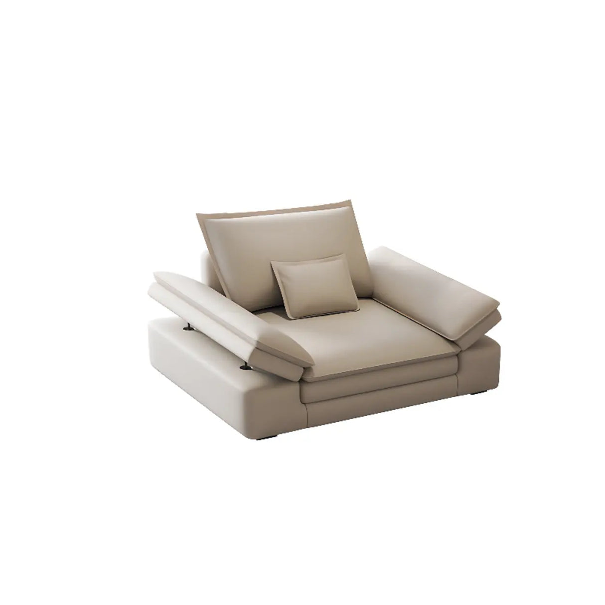 Adjustable Armrest Height Off-White Tech Cloth Sofa Image - 4