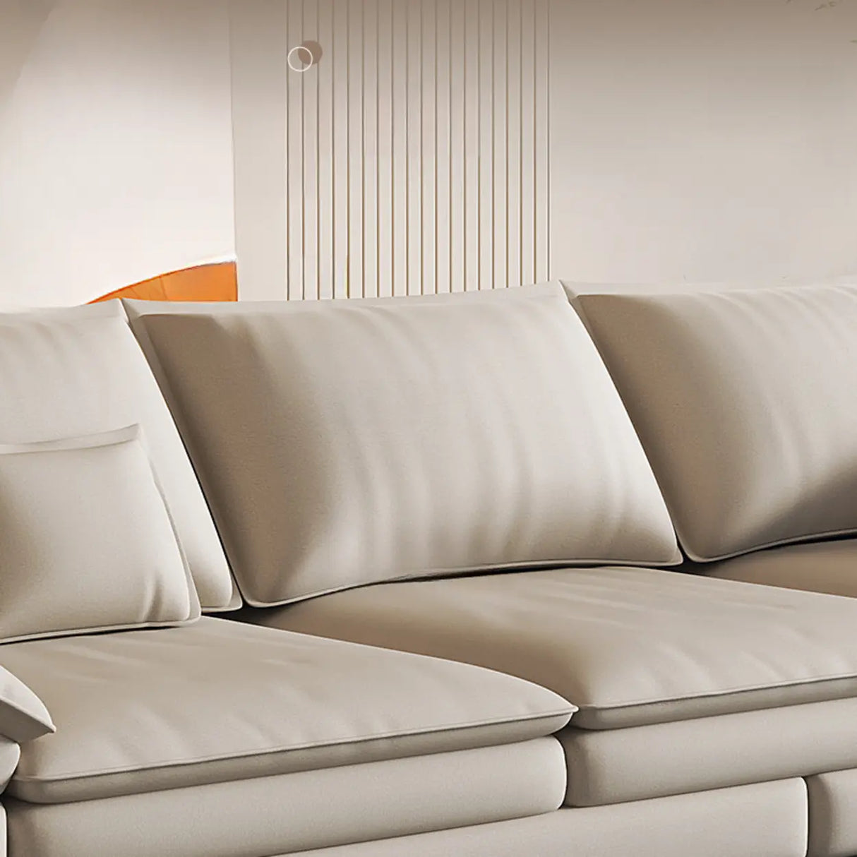 Adjustable Armrest Height Off-White Tech Cloth Sofa Image - 7