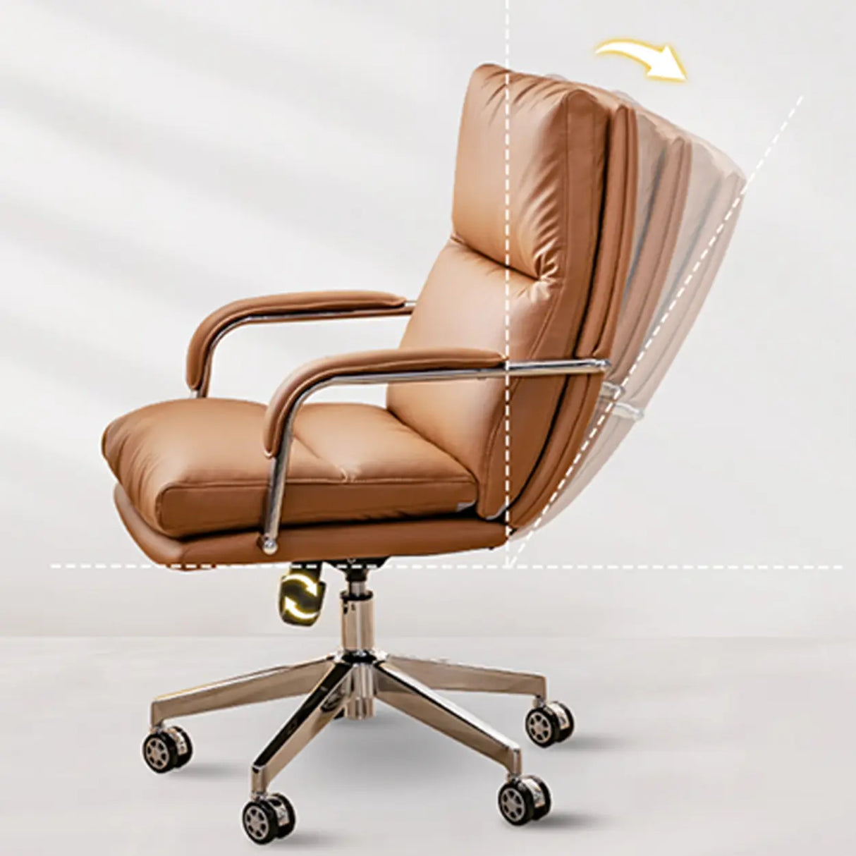 Adjustable Arms Swivel Ergonomic Leather Office Chair Image - 11