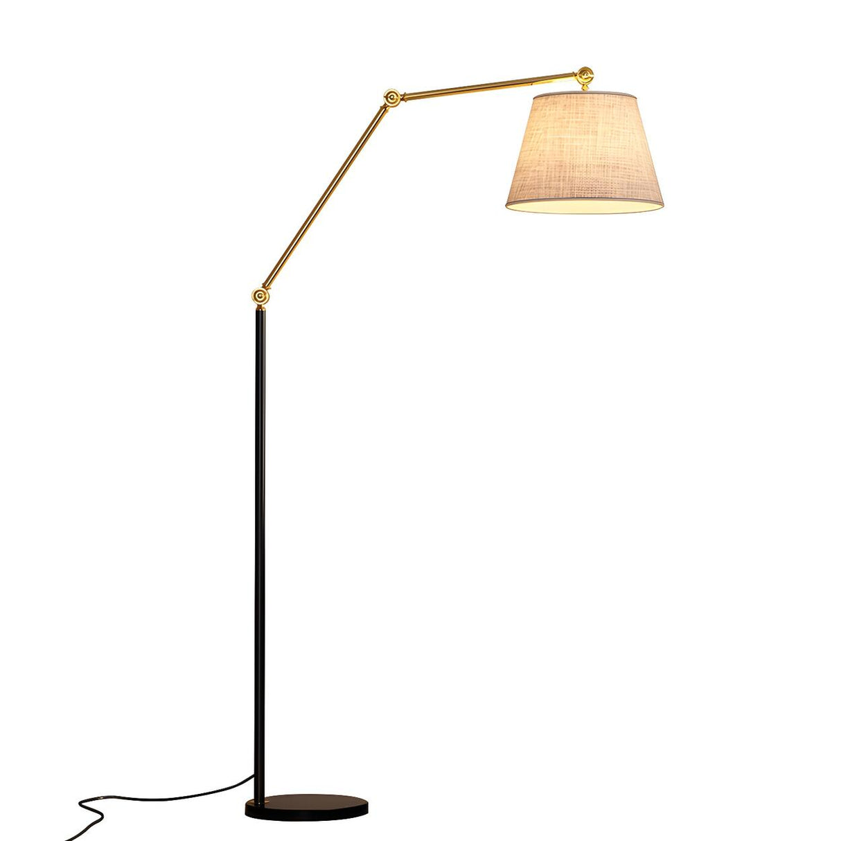 Adjustable Barrel Modern Black and Gold Floor Lamp Image - 10