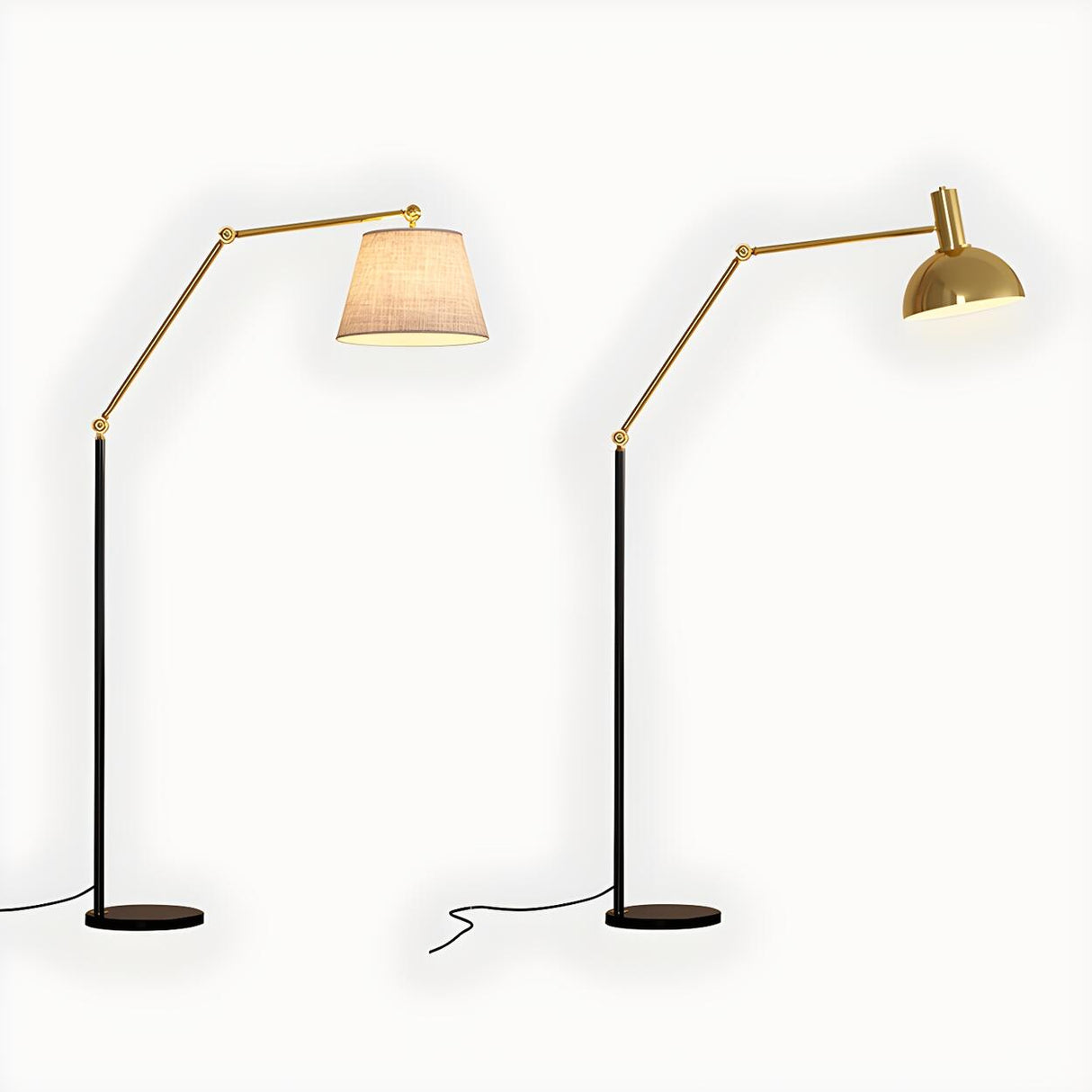 Adjustable Barrel Modern Black and Gold Floor Lamp Image - 12