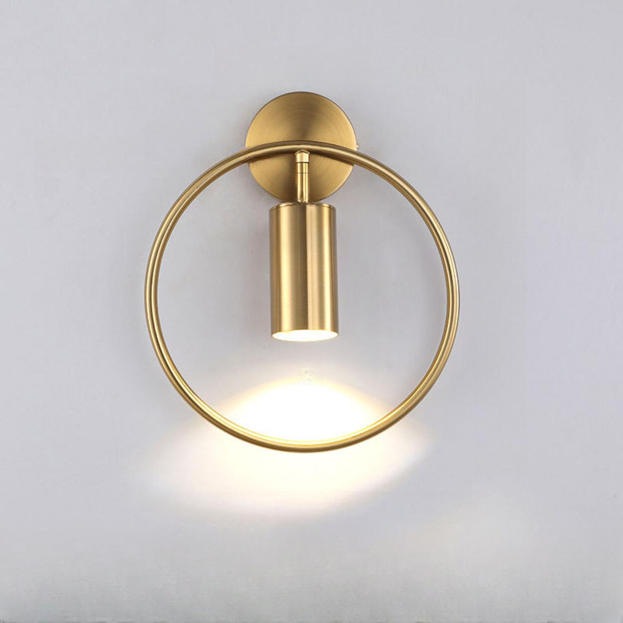 Adjustable Bedside Black and Gold Ring Wall Sconce Image - 10