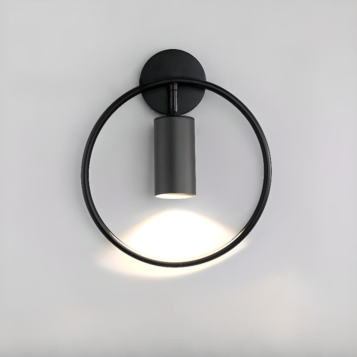 Adjustable Bedside Black and Gold Ring Wall Sconce Image - 11